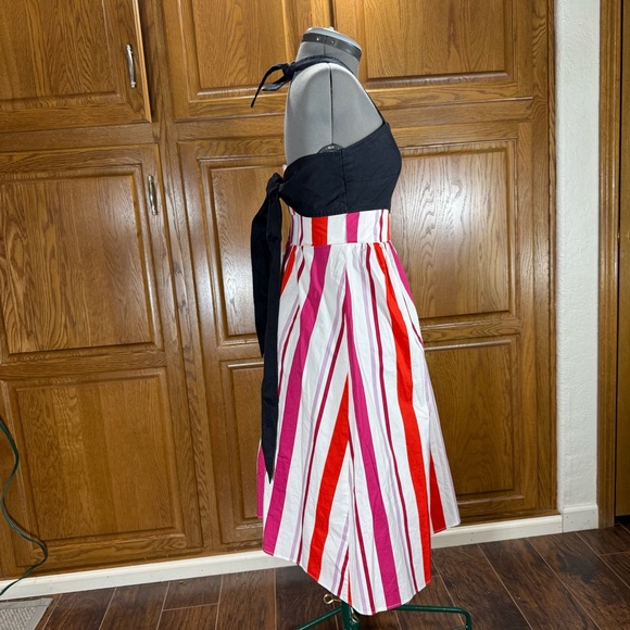 Kate Spade New York Black Halter Striped Midi Dress Size Medium - Picture 6 of 8
